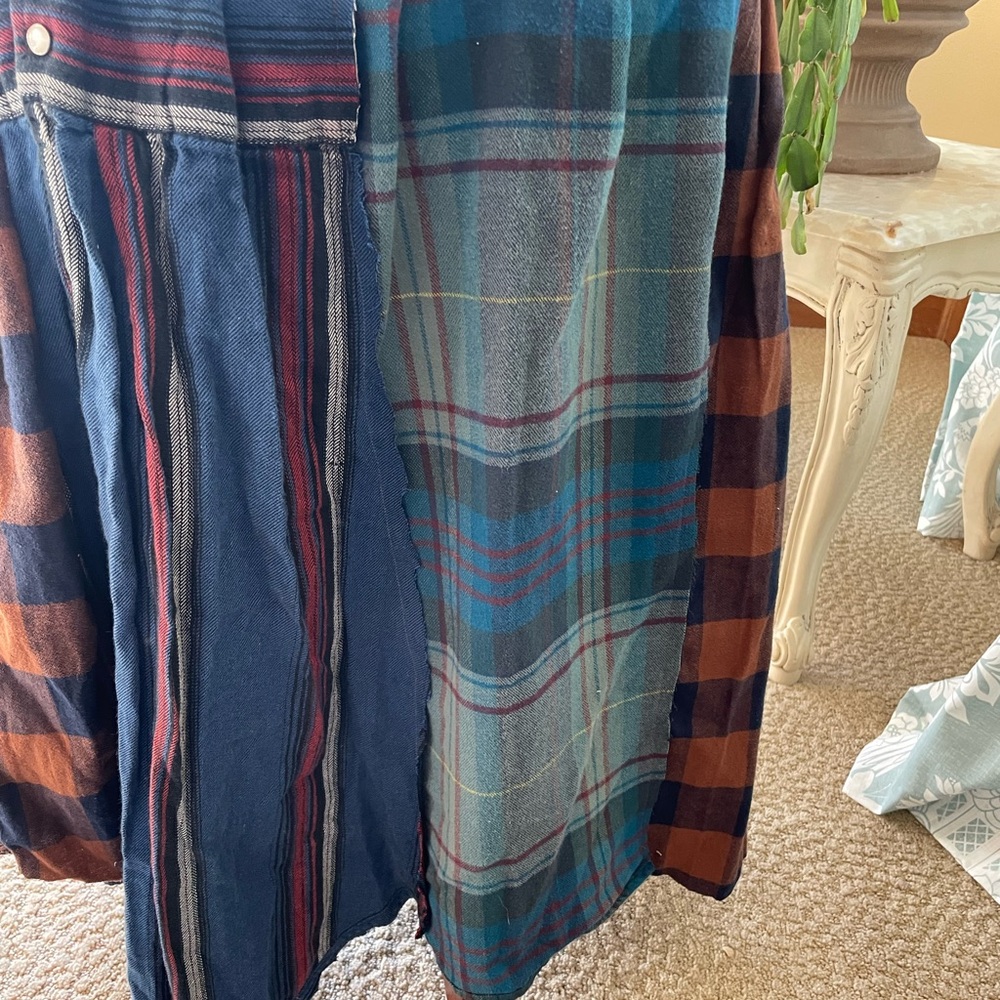 Upcycled Boho Peasant Flannel Patchwork Maxi Skirt - image 7